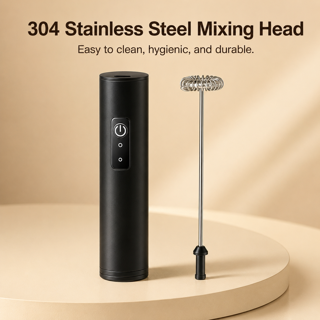 3-Speed USB-C Rechargeable Milk Frother Set with Glass Cup