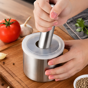 304 Stainless Steel Mortar & Pestle with Splash-Control Lid