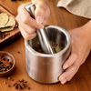 304 Stainless Steel Mortar & Pestle with Splash-Control Lid