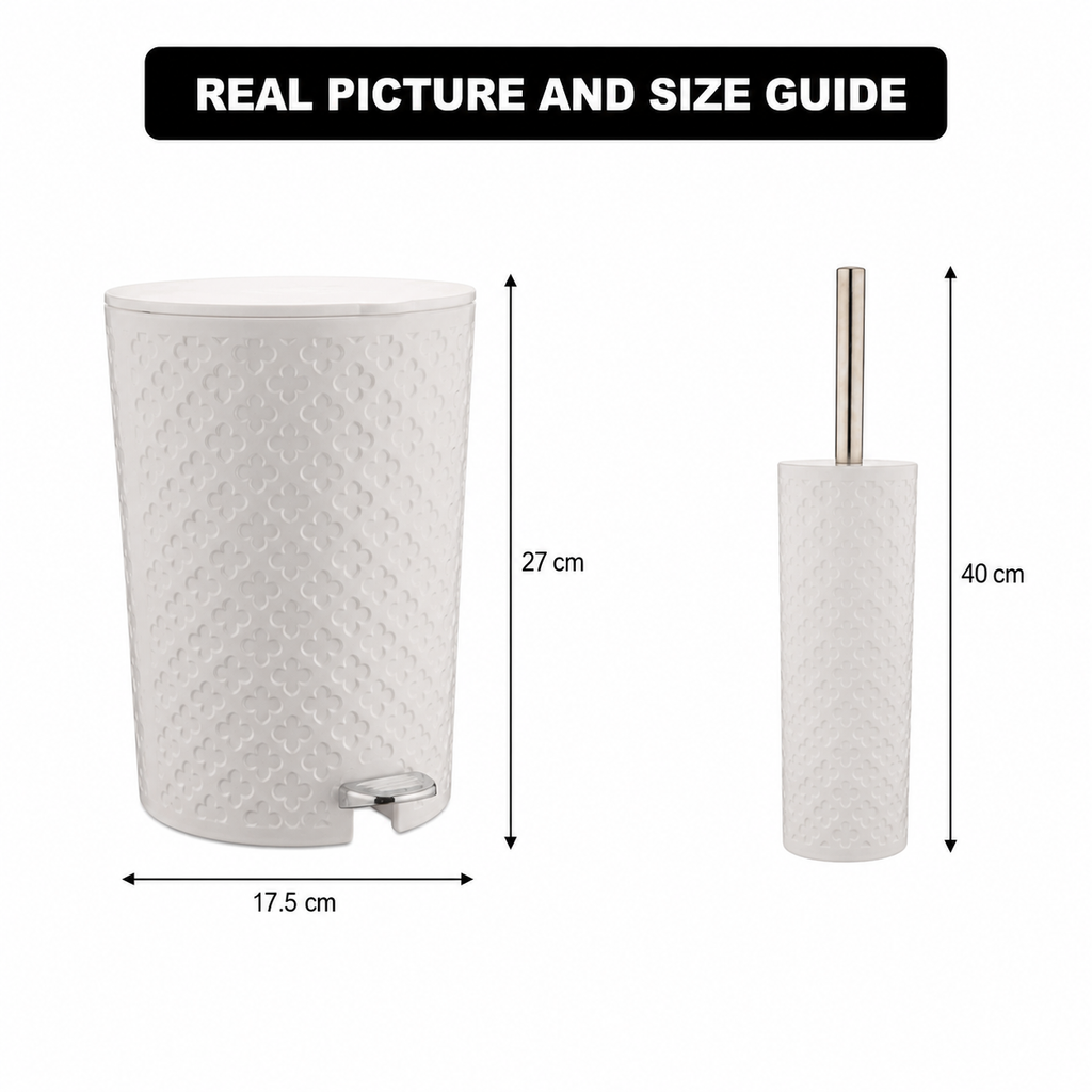 4.5L Patterned Dustbin & Brush Set (1822) by Limon