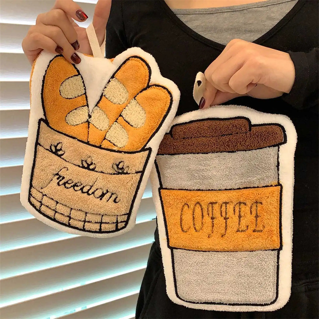 Coffee-Themed Decorative Hand Towel