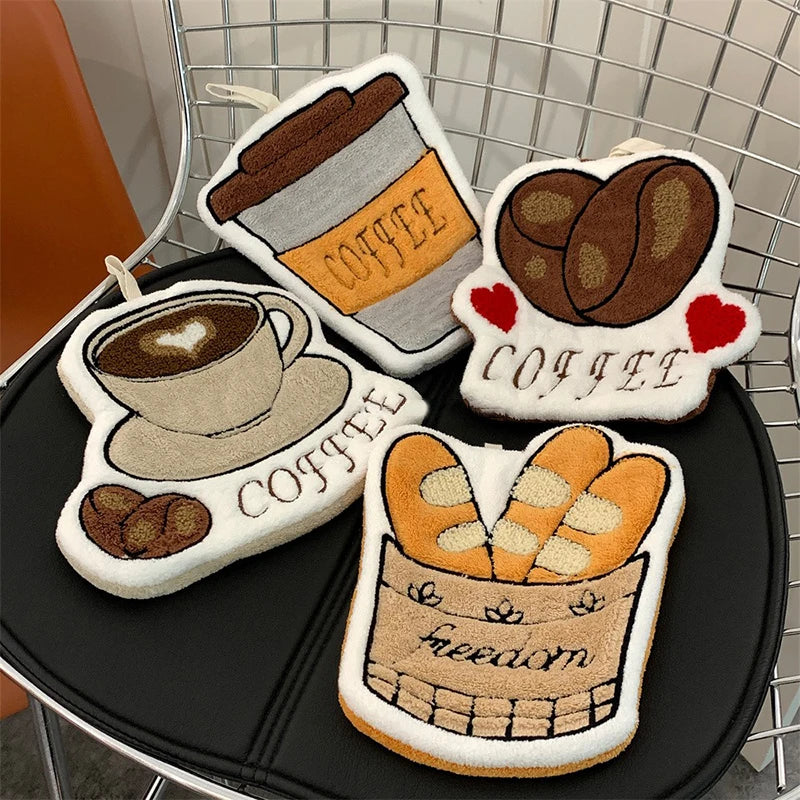 Coffee-Themed Decorative Hand Towel