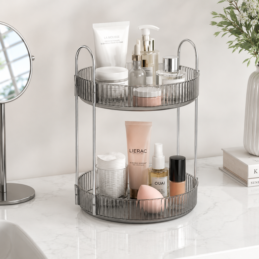 360° Rotating 2-Tier Storage Organiser with Carry Handles