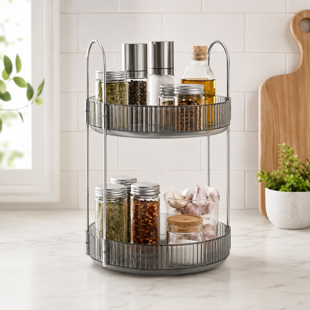 360° Rotating 2-Tier Storage Organiser with Carry Handles