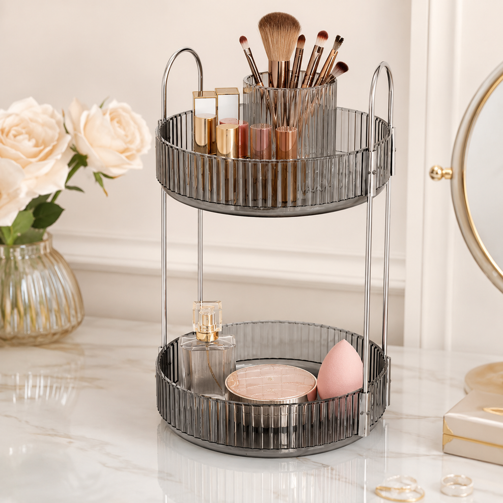 360° Rotating 2-Tier Storage Organiser with Carry Handles