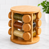 360° Rotating Bamboo Spice Rack with 12 Glass Jars