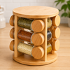 360° Rotating Bamboo Spice Rack with 12 Glass Jars