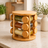 360° Rotating Bamboo Spice Rack with 12 Glass Jars