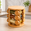 360° Rotating Bamboo Spice Rack with 12 Glass Jars