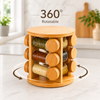 360° Rotating Bamboo Spice Rack with 12 Glass Jars