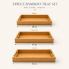 3 Piece Bamboo Serving Tray Set with Gold Handles – Rectangular Trays