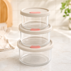 3 Piece Round Borosilicate Glass Food Container Set with Silicone Lid