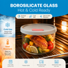 3 Piece Round Borosilicate Glass Food Container Set with Silicone Lid