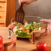 Classy Glass Serving Bowl with Wood Stand (1153)
