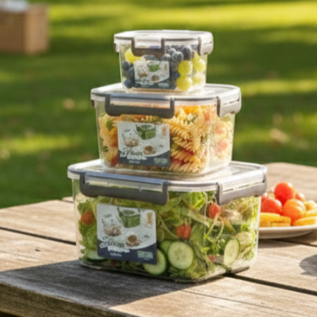 3-Pcs Square Airtight Storage Boxes