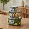 3-Pcs Square Airtight Storage Boxes