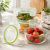 3 Piece Round Borosilicate Glass Airtight Food Container Set