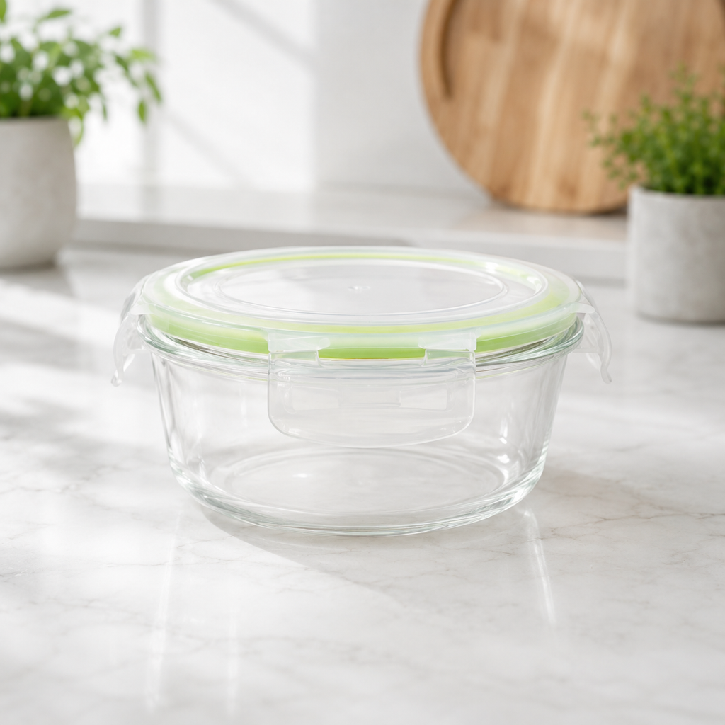 3 Piece Round Borosilicate Glass Airtight Food Container Set