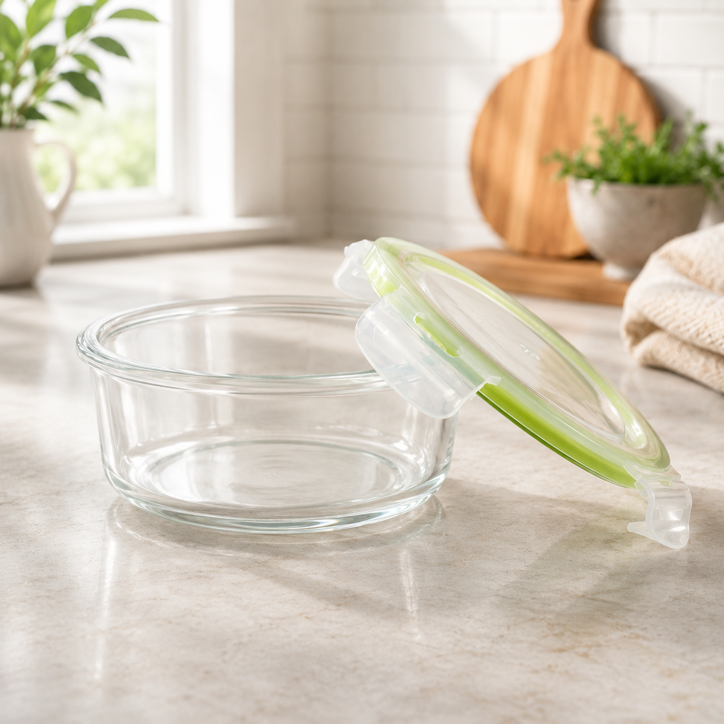 3 Piece Round Borosilicate Glass Airtight Food Container Set