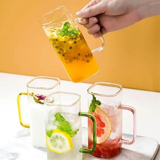 ColorGrip Square Glass Mug Set