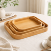 Rectangular Bamboo Serving Trays with Handles | Set of 3 Sizes