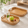 Rectangular Bamboo Serving Trays with Handles | Set of 3 Sizes
