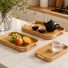 Rectangular Bamboo Serving Trays with Handles | Set of 3 Sizes