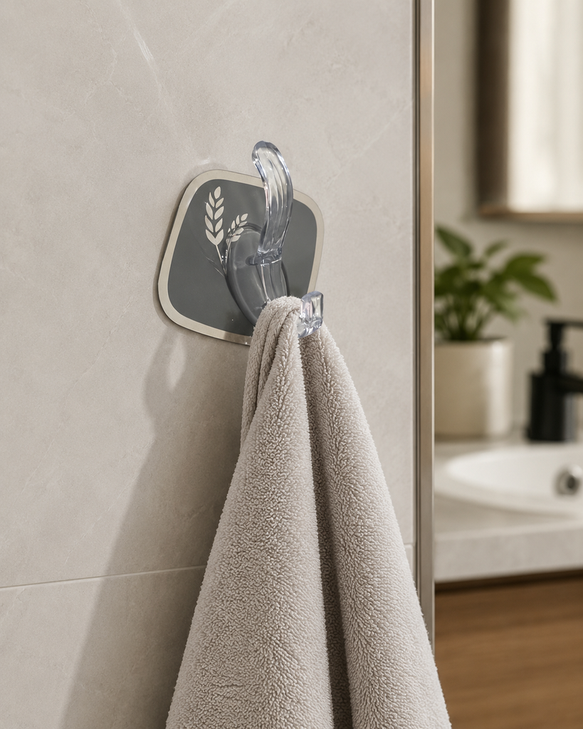 4-Pack Clear Self-Adhesive Hooks for Smooth Surfaces