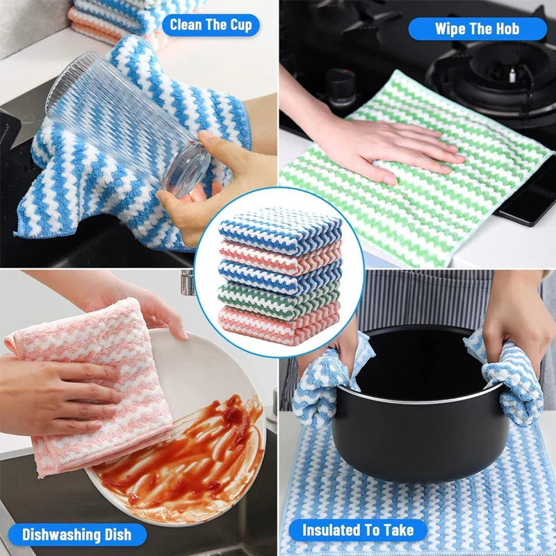 Microfiber Cleaning Clothes - Colourful Stripes (Pack of 3)