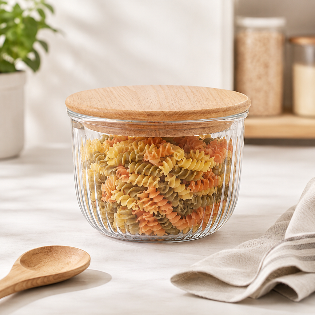 1.8L Fluted Design Airtight Glass Bowl (2177) by Limon