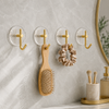 4 Pack Self Adhesive Acrylic Wall Hooks, Clear & Gold Tone