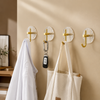 4 Pack Self Adhesive Acrylic Wall Hooks, Clear & Gold Tone
