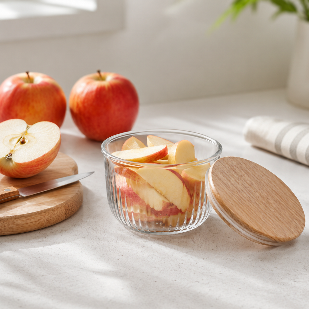 470ml Fluted Design Airtight Glass Bowl (2175) by Limon