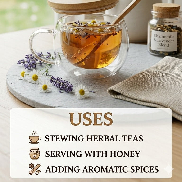 Double-Walled Glass Mug with Bamboo Lid & Spoon