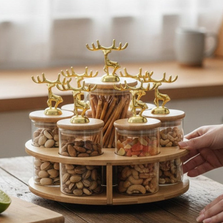 ClearGlass 7-Pcs Rotating Storage Jars Station (1169)