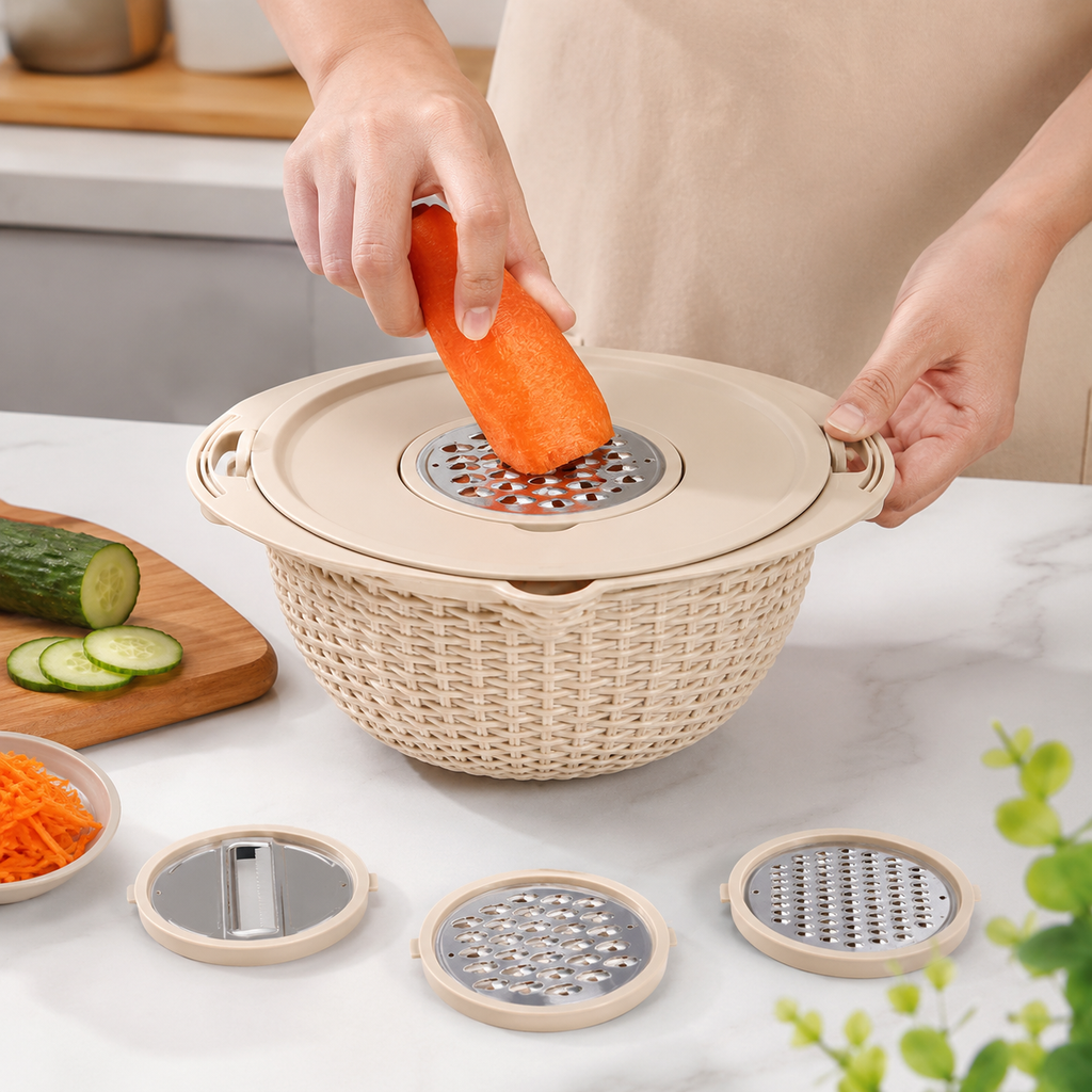 6-Piece Colander & Mixing Bowl Set with Grating & Slicing Attachments