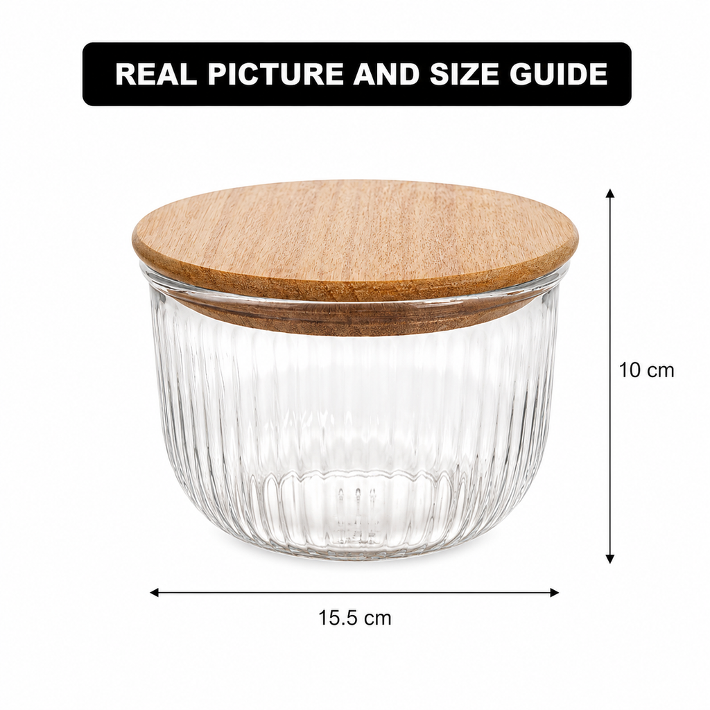 970ml Fluted Design Airtight Glass Bowl (2176) by Limon