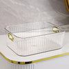 Ribbed Textured  Storage Box with Golden Handles