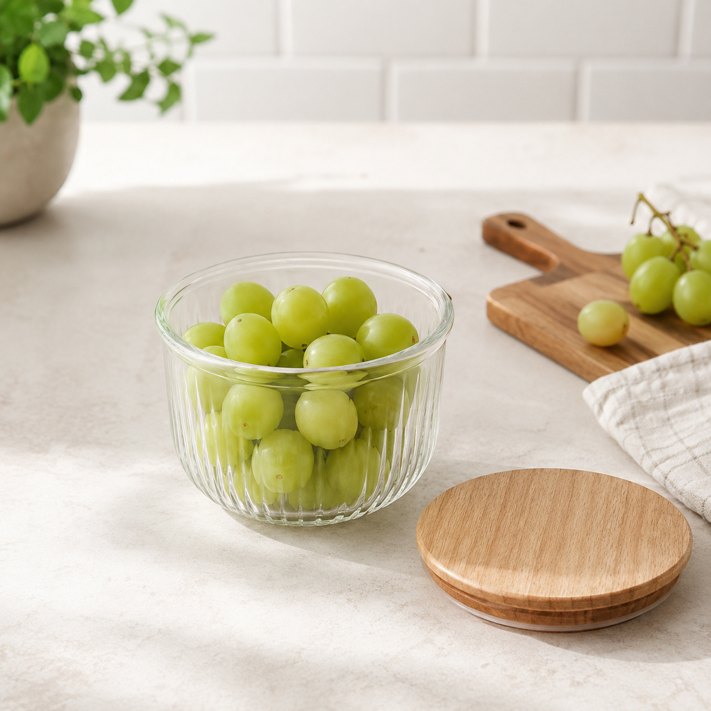 470ml Fluted Design Airtight Glass Bowl (2175) by Limon