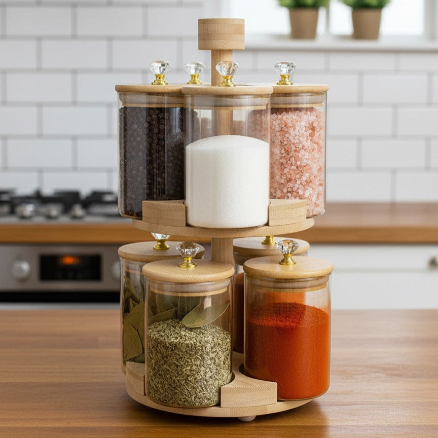 360° Rotating 2-Tier BambooLuxe Spice Tower (1108)