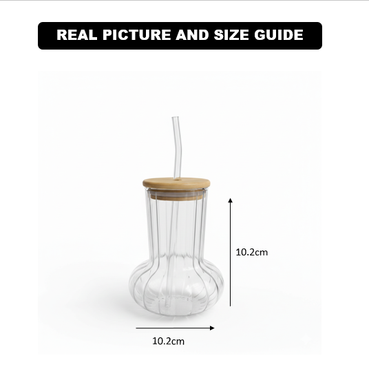 Modish Glass Tumbler with Wooden Lid & Glass Straw