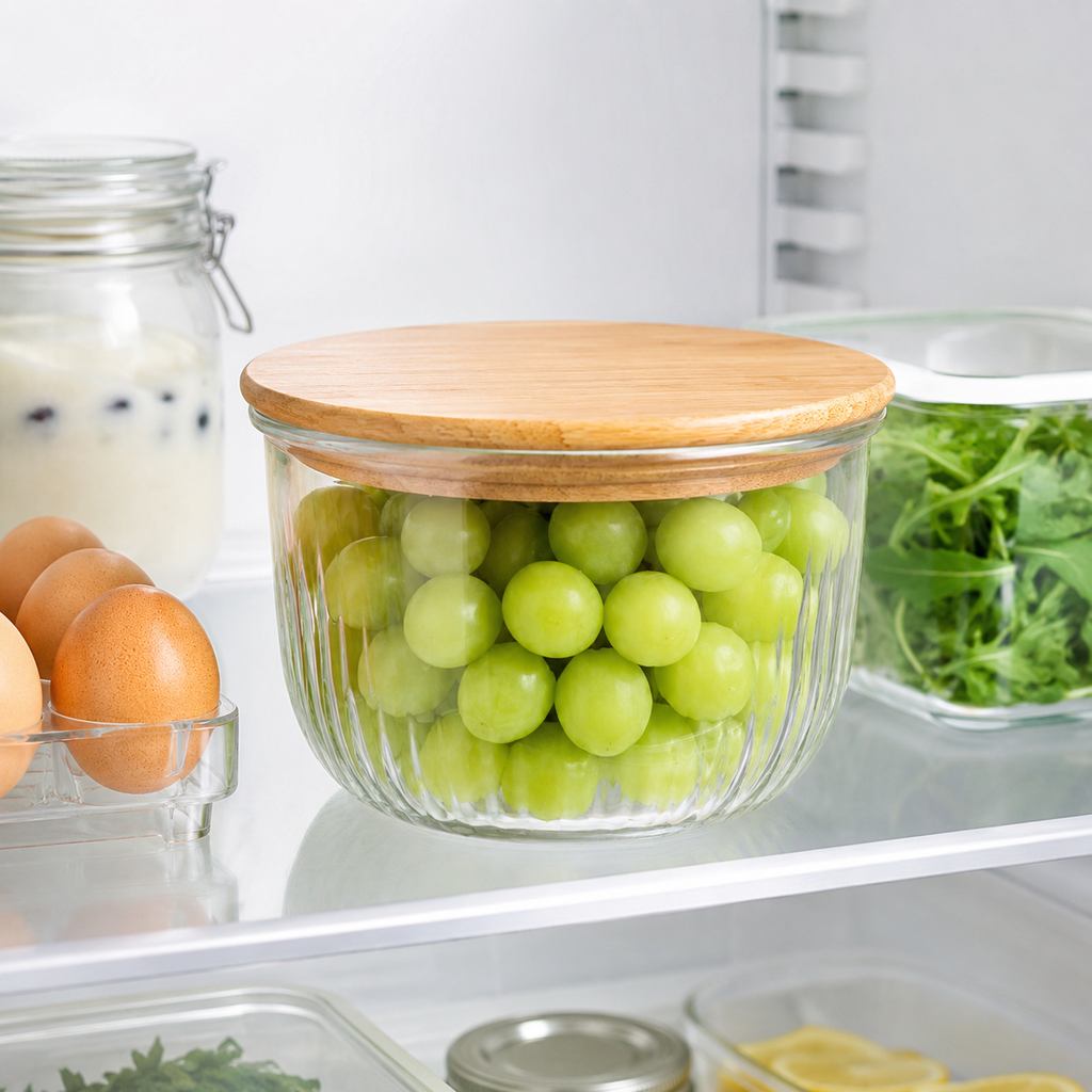 1.8L Fluted Design Airtight Glass Bowl (2177) by Limon