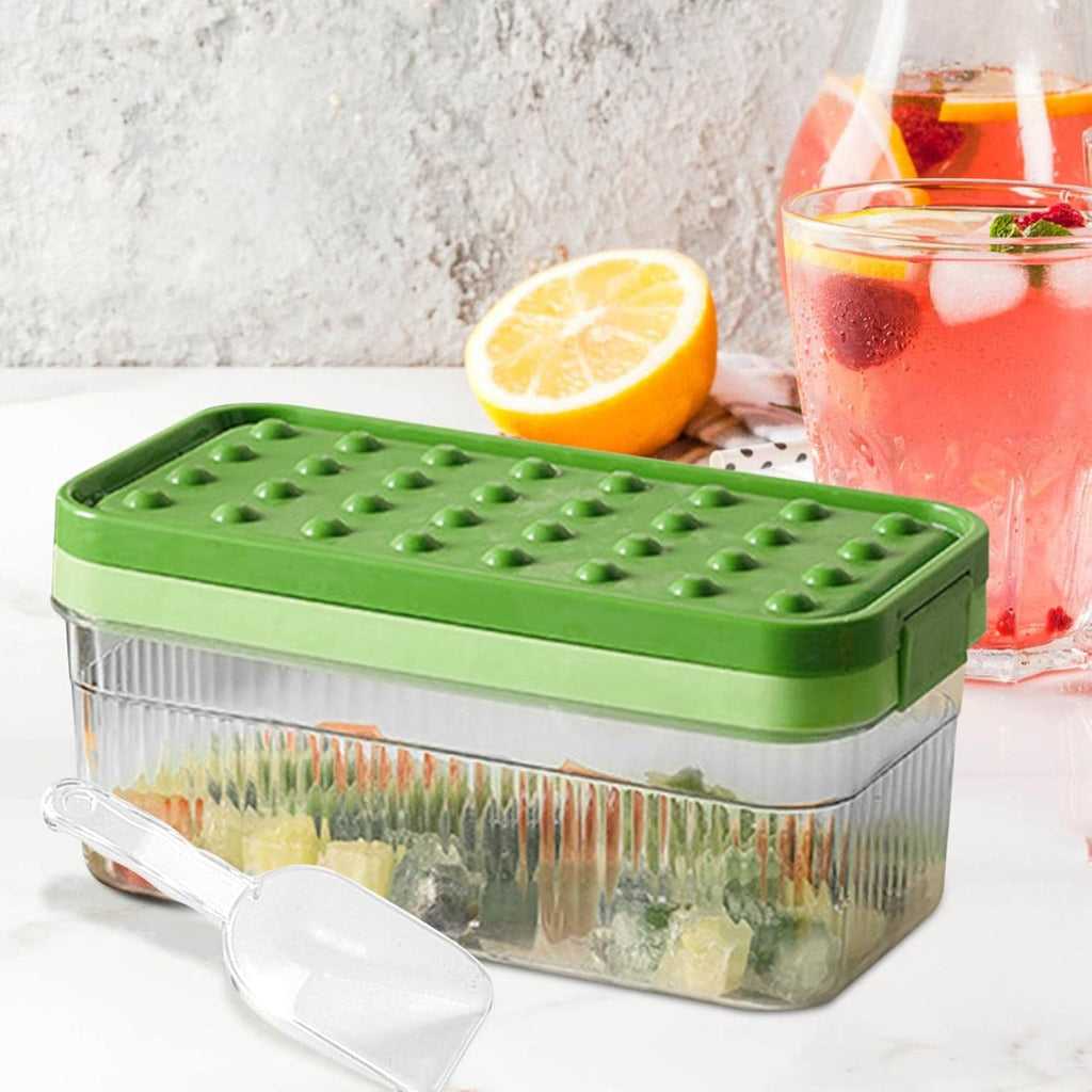 CryoLock 32-Cavity Silicone Ice Cube Tray with Cover & Spoon