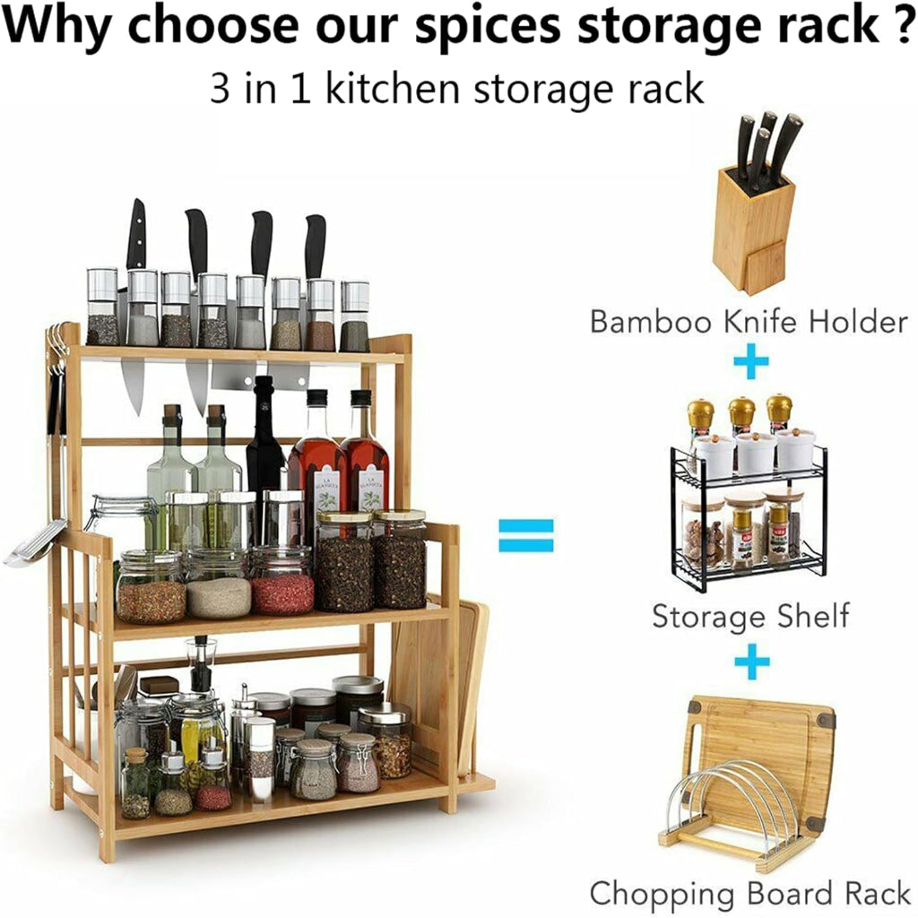 Veloura Bamboo Kitchen Countertop Storage Rack