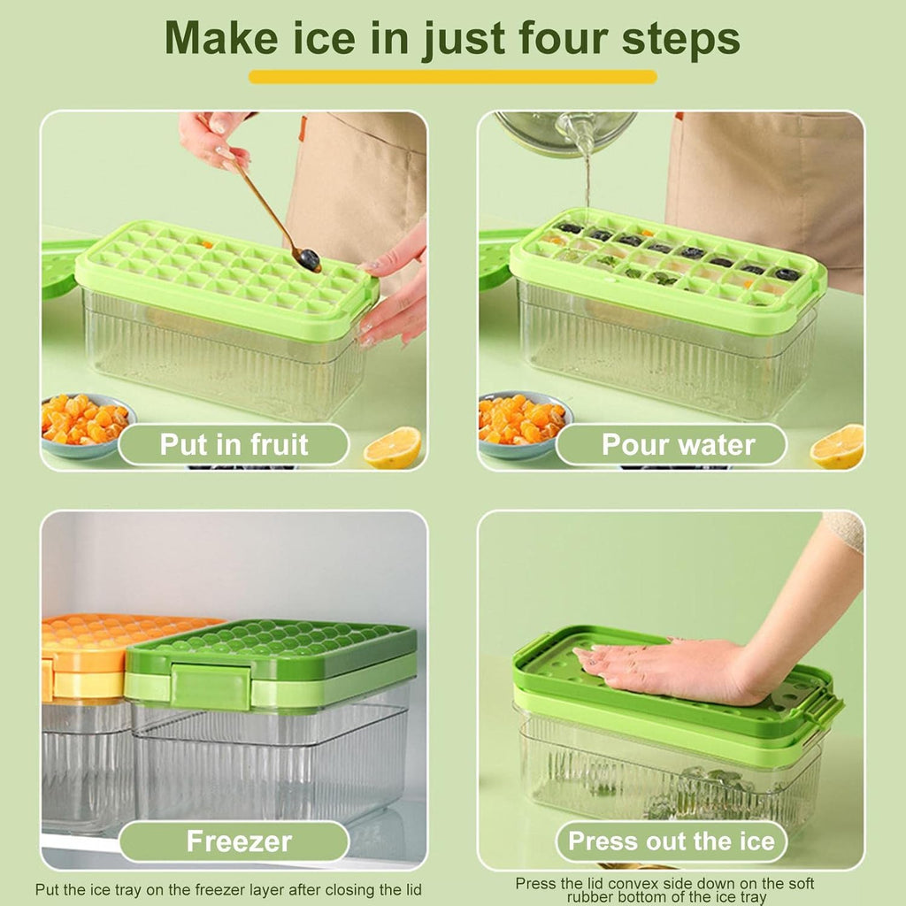 CryoLock 32-Cavity Silicone Ice Cube Tray with Cover & Spoon