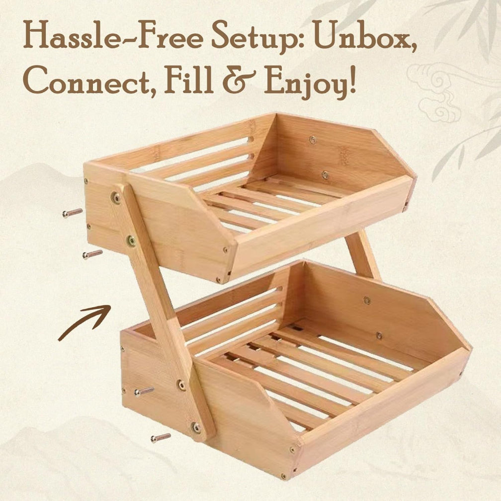 LuxeHarvest Multi-Purpose 2-Tier Bamboo Organizer