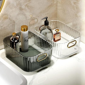 Ribbed Textured  Storage Box with Golden Handles