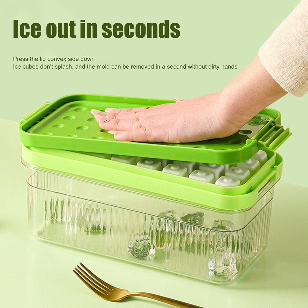 CryoLock 32-Cavity Silicone Ice Cube Tray with Cover & Spoon