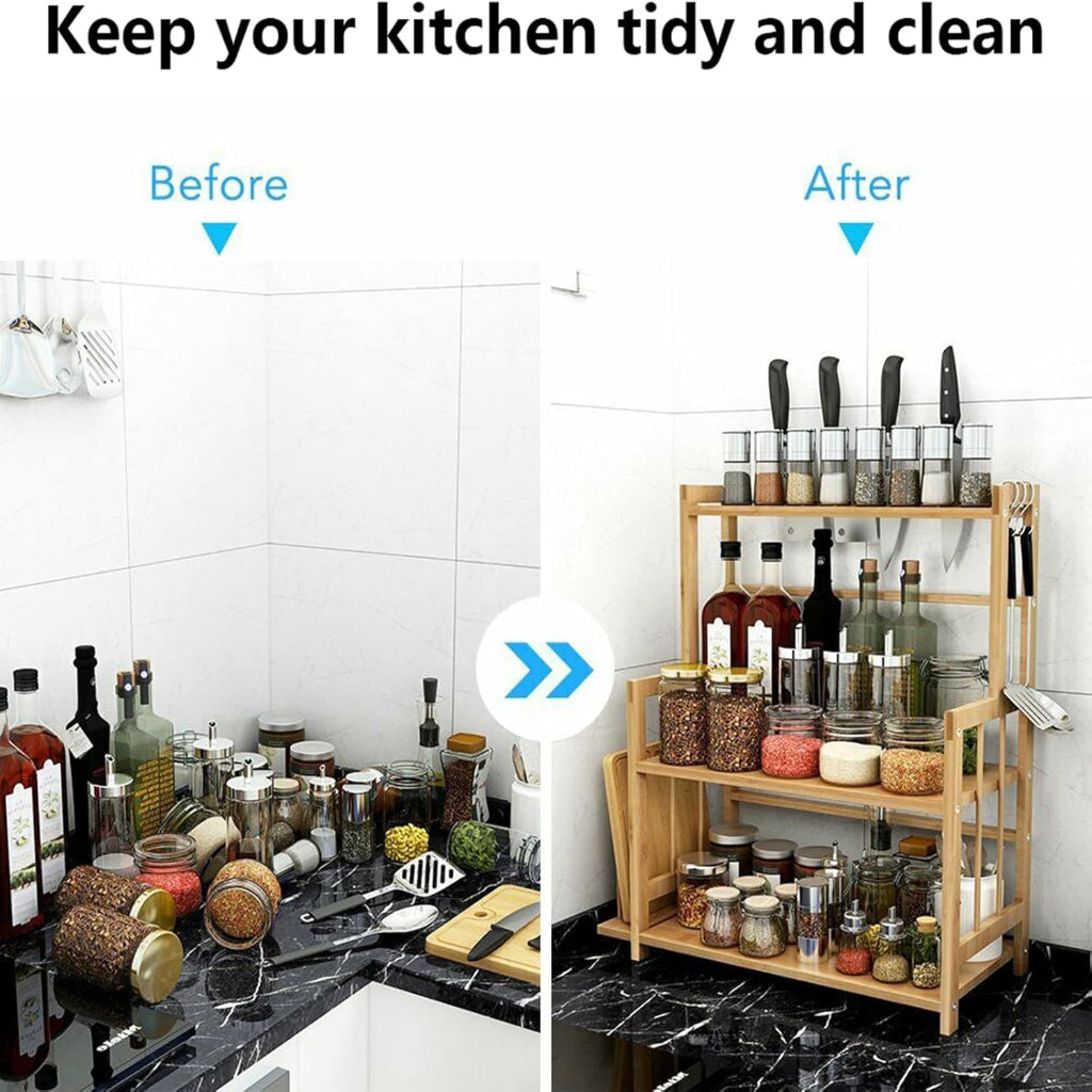 Veloura Bamboo Kitchen Countertop Storage Rack