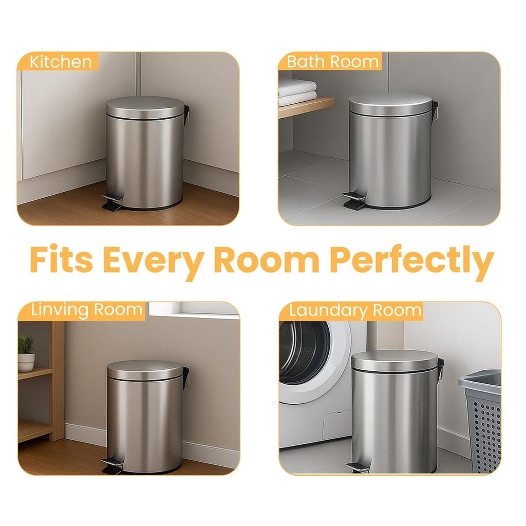 Steel Dustbin with Pedal & Removable Inner Bucket (2117) by Limon